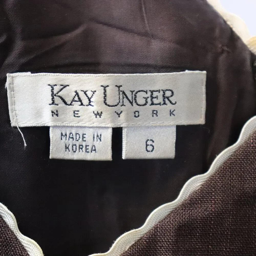 Kay Unger NY Linen Embroidered Dress‎ Size 6 Boho Revival Garden Party